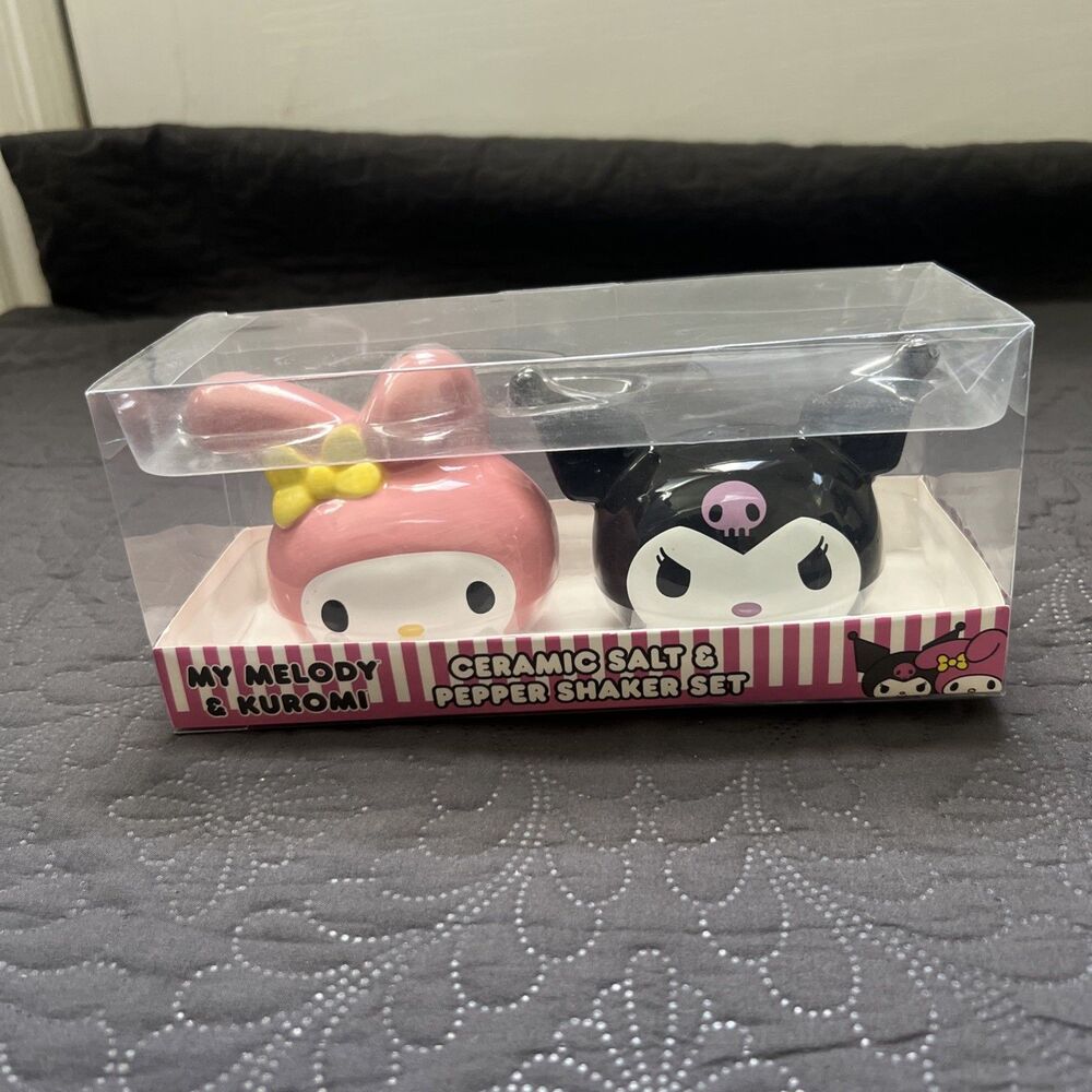 Hello Kitty Friends Kuromi & My Melody Faces Salt & Pepper Shakers NIB Serverwar
